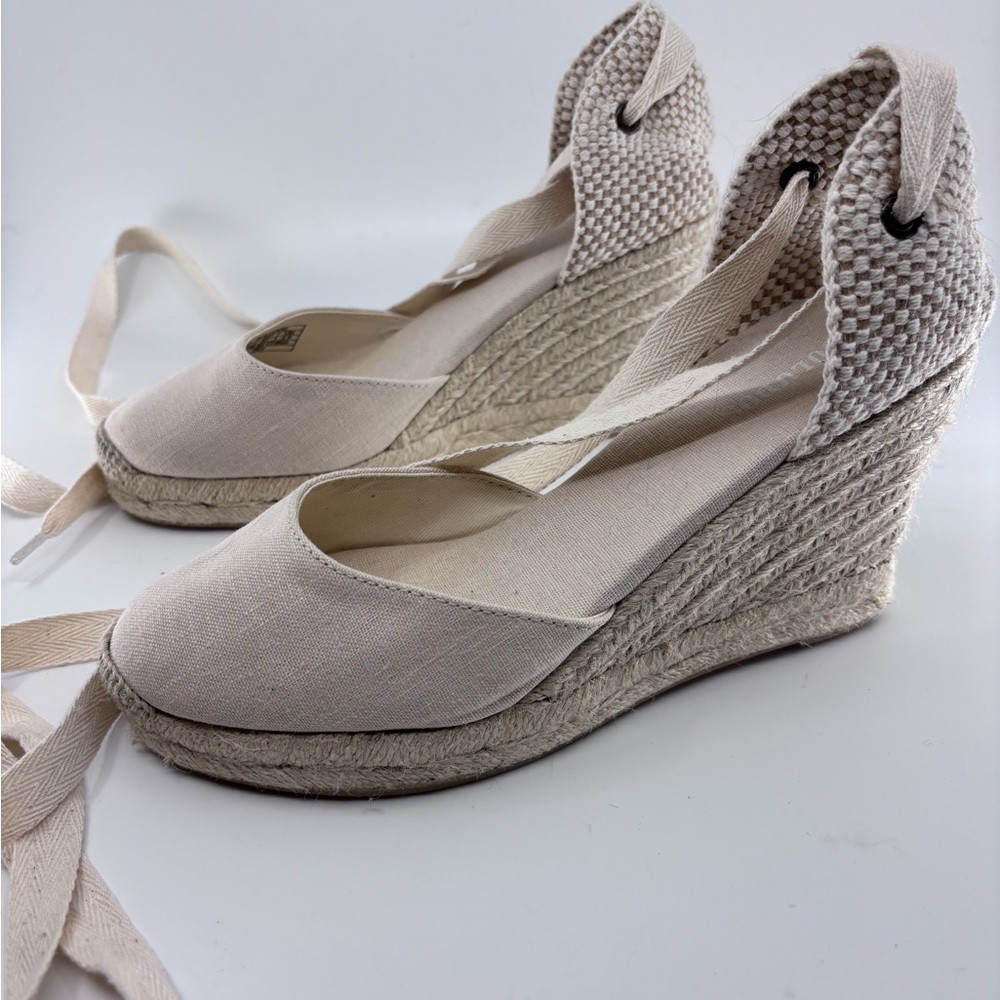 Cream Espadrille Soludos Wedge Shoes